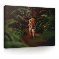 Peinture sur toile tigre forêt jungle grand format 60x40