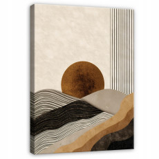 Tableau abstrait art déco beige lignes pour chambre à coucher salon sur toile 120x80