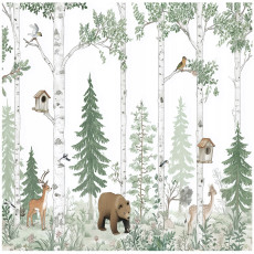 Papier peint pour enfants forêt animaux arbres pour chambre d'enfant 350x250