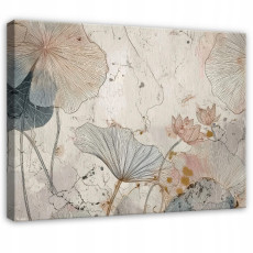 Tableau fleurs abstraction béton beige pour chambre à coucher salon sur toile 100x70