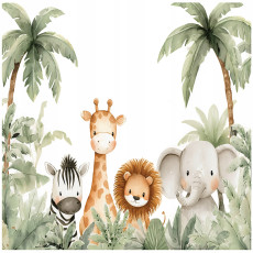 Papier peint pour enfants jungle animaux palmiers pour chambre d'enfant 250x175