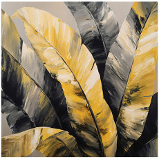 Papier peint abstrait feuilles jaune noir pour la chambre à coucher ou le salon 250x175