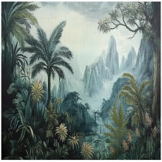 Papier peint jungle paysage montagne chambre salon papier peint intissé 150x105