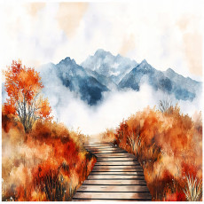 Papier peint photo montagne nature paysage pop art pour mur chambre salon 200x140