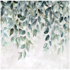 Papier peint photo « Feuilles suspendues » vert – chambre à coucher, salon – papier peint intissé 150 x 105