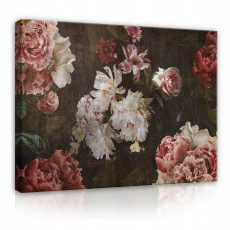 Tableau sur toile fleurs vintage rétro salon 120x80