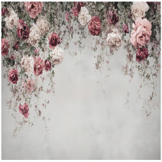 Papier peint fleurs roses béton chambre salon papier peint intissé 350x250