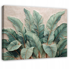 Tableau « Feuilles de jungle vert » en béton 3D pour chambre à coucher ou salon, sur toile 40 x 30