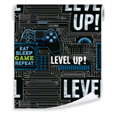 Papier peint noir sur le thème du gaming pour la chambre d'un petit garçon