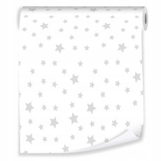 Papier peint blanc à étoiles pour enfants, rouleau de 10 m
