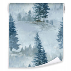 Papier peint « Forêt bleue » sur intissé pour le salon ou la chambre à coucher