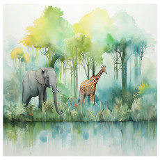 Papier peint pour enfants forêt animaux jungle safari papier peint mural 250x175