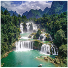 Papier peint photo cascade 3D forêt paysage pour mur chambre salon 350x250