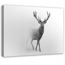 Image d'un cerf dans le brouillard (animaux, nature) pour chambre à coucher ou salon, sur toile 40 x 30