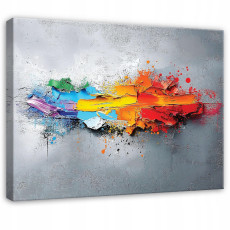 Tableau abstrait gris coloré pour chambre à coucher, salon, cuisine, sur toile 100x70