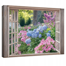 Tableau sur toile mur fenêtre jardin fleurs pour chambre à coucher salon cuisine 40x30