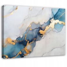 Peinture abstraite marbre bleu or chambre à coucher salon sur toile 100x70