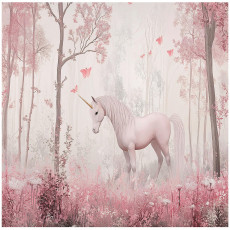 Papier peint pour enfants filles forêt licorne papier peint intissé 250x175