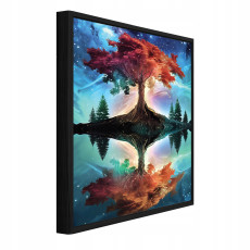 Tableau sur toile dans un cadre noir : arbre, abstraction, salon, chambre à coucher, 90 x 60