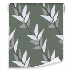 Papier peint minimaliste avec des feuilles naturelles sur intissé pour le salon et la chambre à coucher