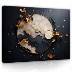 Tableau abstrait marbre noir sur toile murale pour salon chambre à coucher 100x70