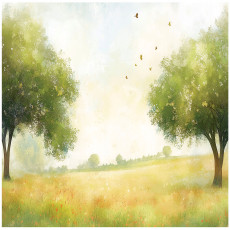 Papier peint photo prairie 3D arbres nature vert pour mur chambre salon 150x105