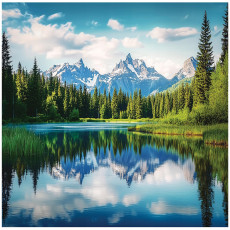 Papier peint 3D montagnes forêt lac chambre salon papier peint intissé 350x250