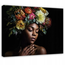 Tableau femme fleurs abstraction pour chambre à coucher salon cuisine sur toile 60x40