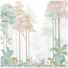 Papier peint photo forêt d'arbres vert pastel pour la chambre à coucher ou le salon 250x175