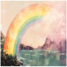 Papier peint pour fille enfants arc-en-ciel lac papier peint intissé 300x210