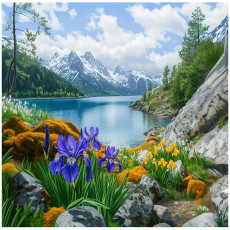 Papier peint paysage lac montagne chambre salon papier peint intissé 350x250