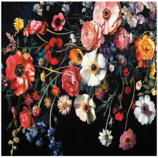 Papier peint photo fleurs des champs sur fond noir pour la chambre à coucher ou le salon 200x140