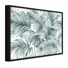 Tableau dans un cadre noir sur toile, feuilles vertes, salon/chambre à coucher, 90 x 60