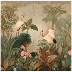 Papier peint mural « Forêt jungle vintage » pour chambre à coucher ou salon, papier peint intissé, 300 x 210 cm