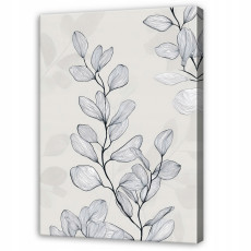 Tableau abstrait représentant des feuilles, gris, pour chambre à coucher ou salon, sur toile, 120 x 80 cm