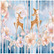 Papier peint pour fille, cerfs et fleurs, papier peint pour chambre d'enfant, 200 x 140