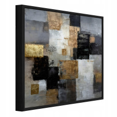 Tableau dans un cadre noir métallique abstraction béton loft salon chambre à coucher 50x50