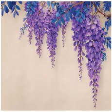 Papier peint « Fleurs suspendues » (glycine) pour chambre à coucher ou salon, papier peint intissé, 400 x 280