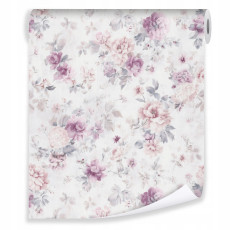 Papier peint fleurs roses nature romantique sur intissé mur salon chambre à coucher