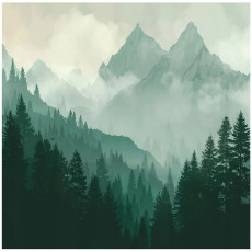 Papier peint forêt montagnes nature paysage chambre salon papier peint intissé 200x140