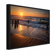 Tableau dans un cadre noir sur toile : mer, paysage, nature, salon, chambre à coucher, 90 x 60