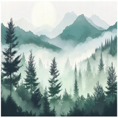 Papier peint photo forêt montagnes paysage nature chambre salon papier peint intissé 200x140