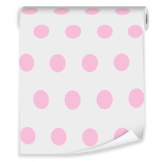 Papier peint rose à pois pour fille, 10 m