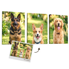 Ensemble de tableaux sur toile personnalisés avec votre animal à partir de votre propre photo