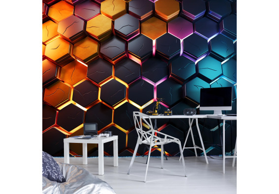 Papier peint mural 3D hexagones pour gar&ccedil;on, papier peint mural 400x280