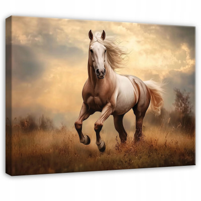 Peinture représentant un cheval au galop, motif animalier, pour chambre, salon ou cuisine, sur toile 60 x 40