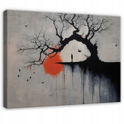 Peinture arbre béton abstraction gris pour chambre à coucher salon sur toile 40x30