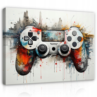 Image pour joueur Graffiti gaming pour jeunes sur toile murale grand format 100x70
