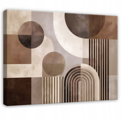 Tableau abstrait boho beige marron pour chambre à coucher ou salon sur toile 120x80