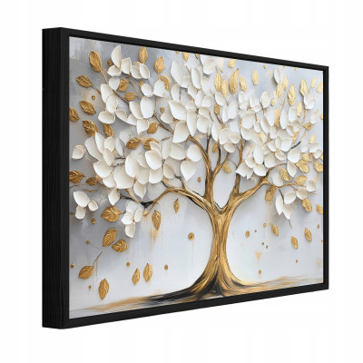 Tableau dans un cadre noir sur toile, arbre, abstraction, salon, chambre à coucher, 100 x 70